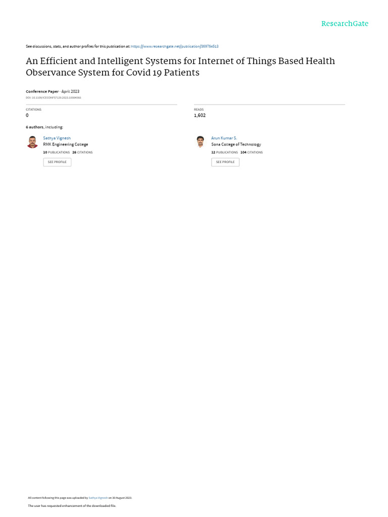 IoT Health Monitoring System for COVID-19 | PDF | Monitoring (Medicine ...