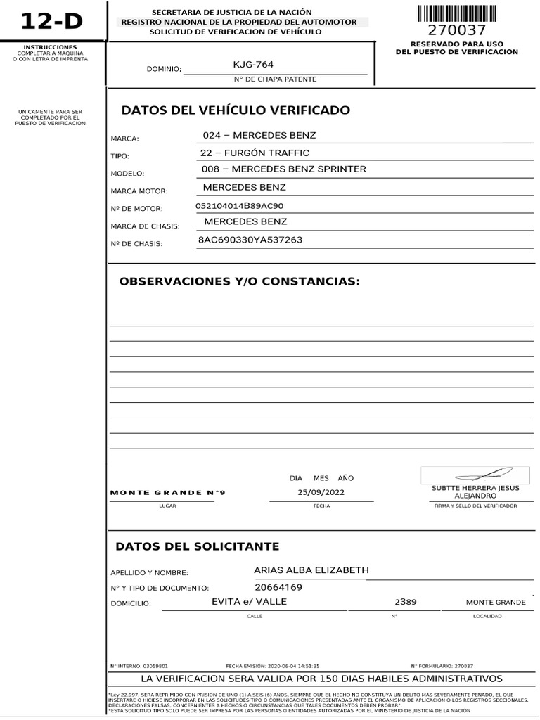 Solicitud Verificación Policial 12D | PDF