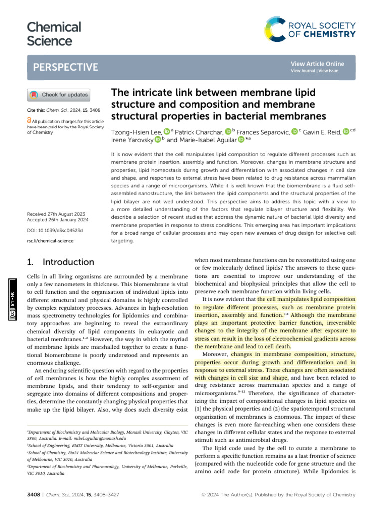 Membrane Lipid Structure in Bacteria | PDF | Cell Membrane | Lipid Bilayer