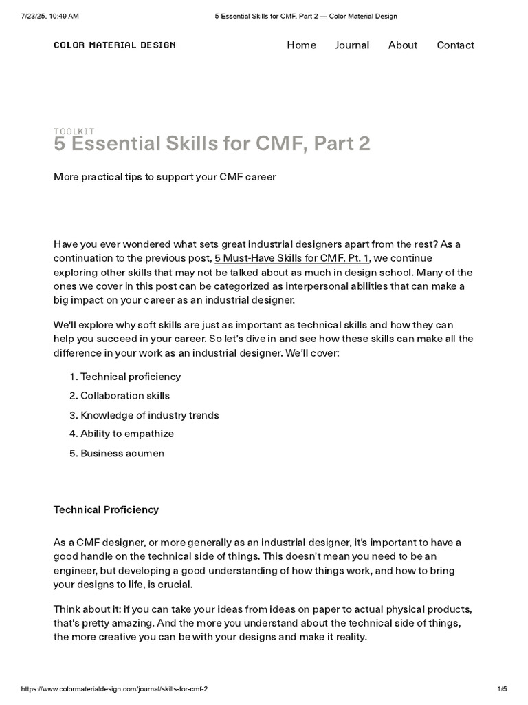 5 Essential Skills For CMF-Part 2 - Color Material Design | PDF | Skill ...