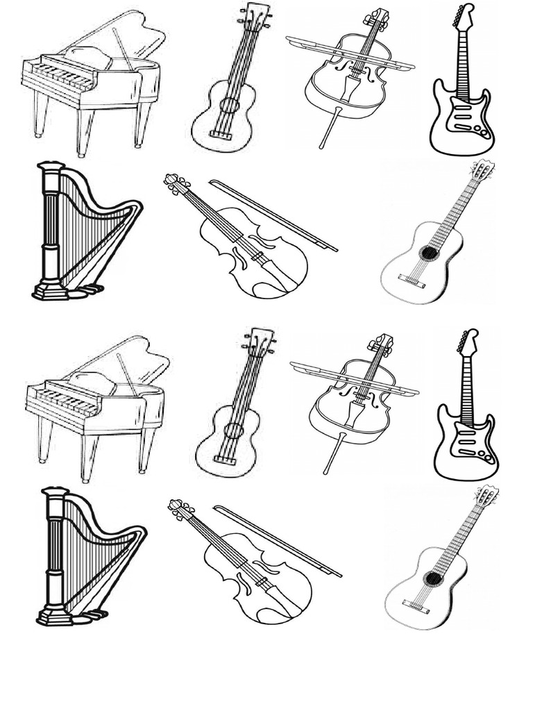 Lámina Colorear Instrumentos de Cuerda | PDF