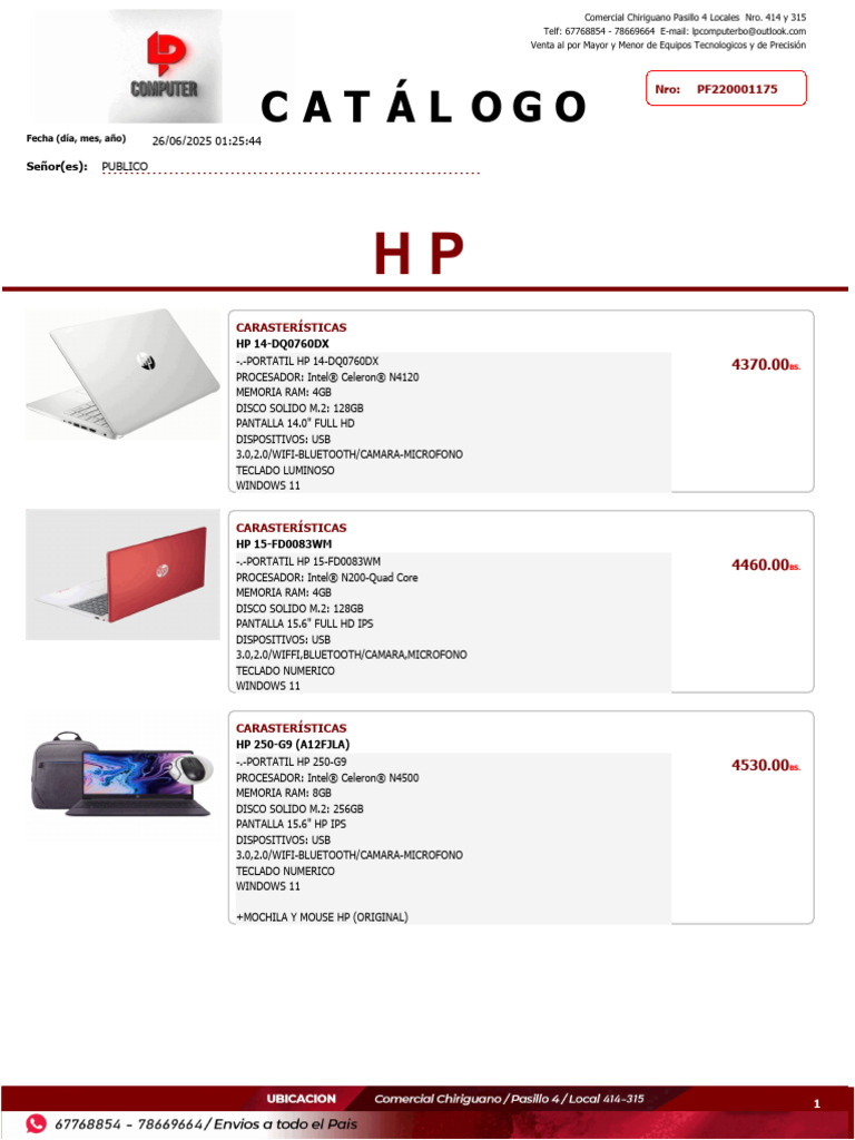Catálogo de Portátiles HP 2025 | PDF | Ordenador portátil | USB