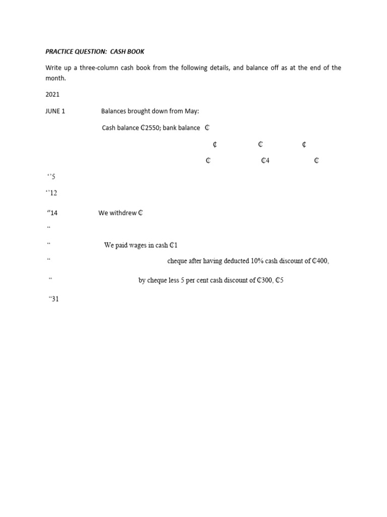 Cash Book-Illustrative Questions | PDF