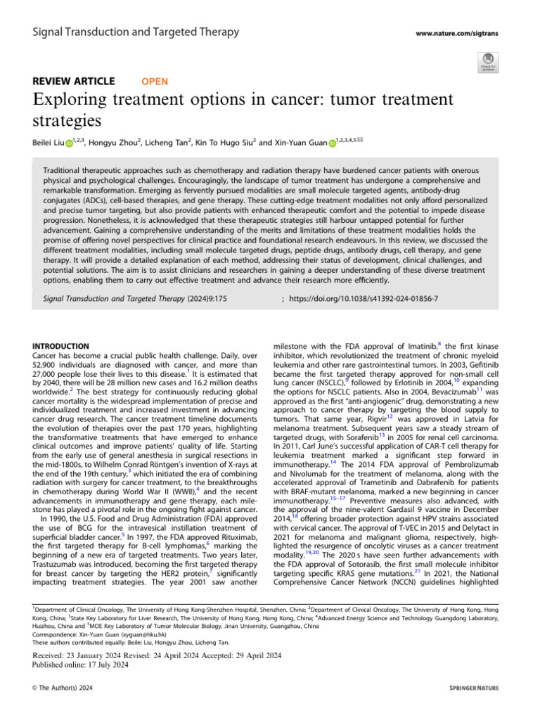Advances in Cancer Treatment Modalities | PDF | Immune System | Cancer