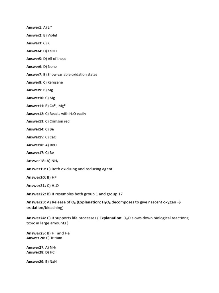 Test S+H Answer Key | PDF