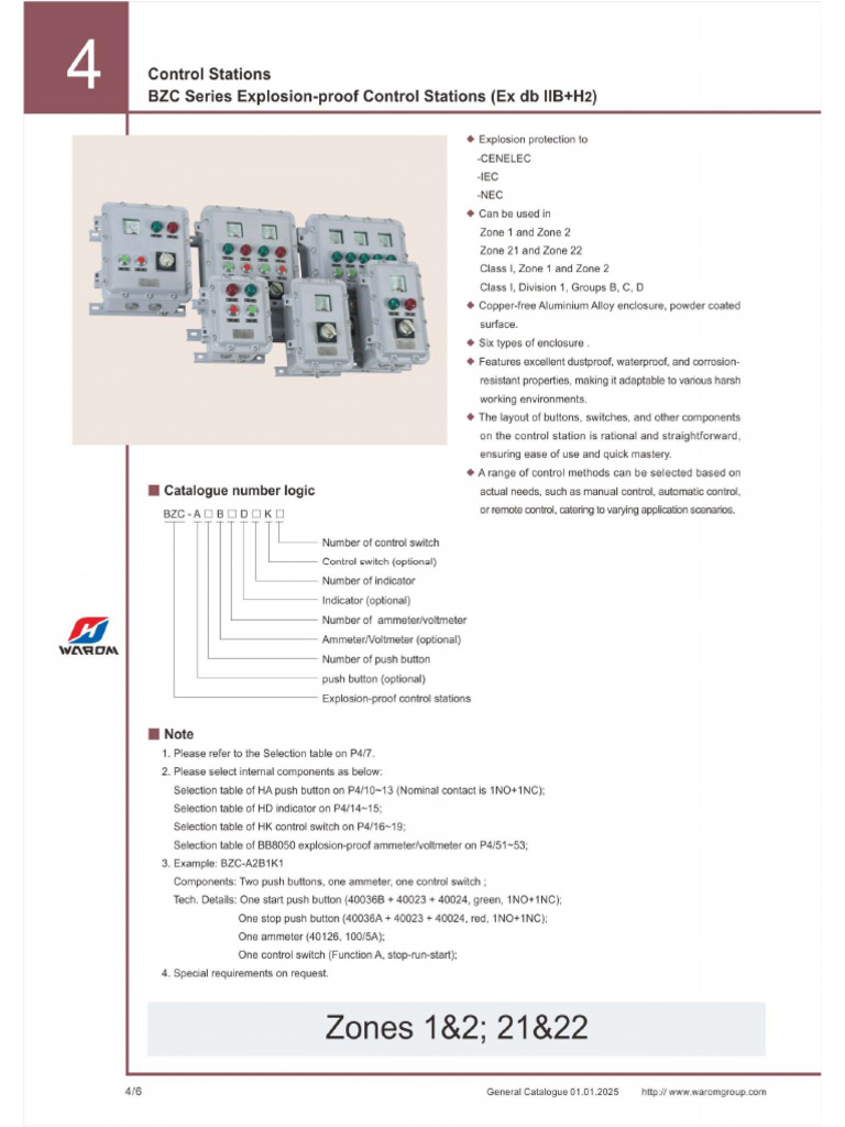 Control Station BZC Series Explosion-Proof Control Stations (Ex DB IIB ...