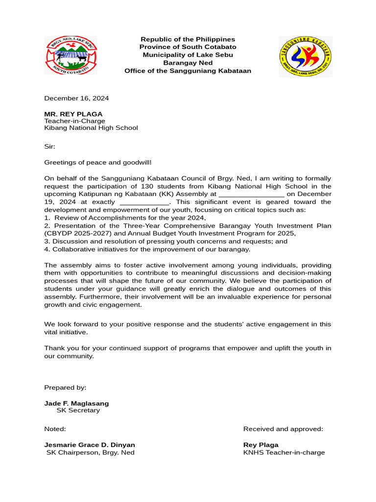 Youth Participation Request for KK Assembly | PDF