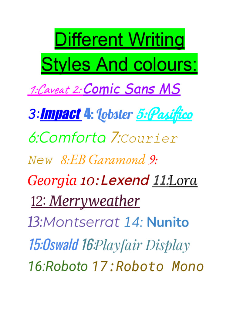 Writing Styles and Fonts Overview | PDF