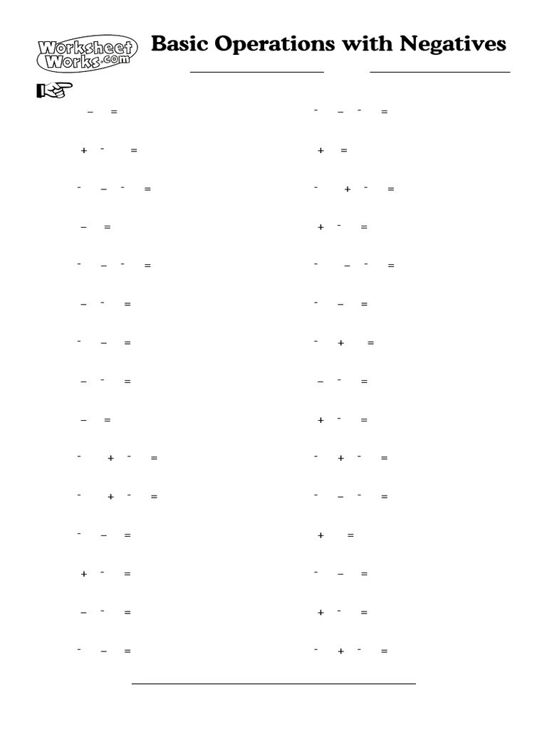 WorksheetWorks Basic Operations With Negatives 3 | PDF