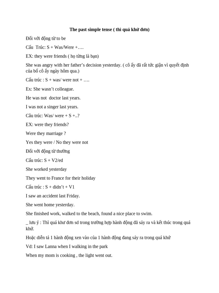 Simple Past Tense Guide | PDF | Linguistics