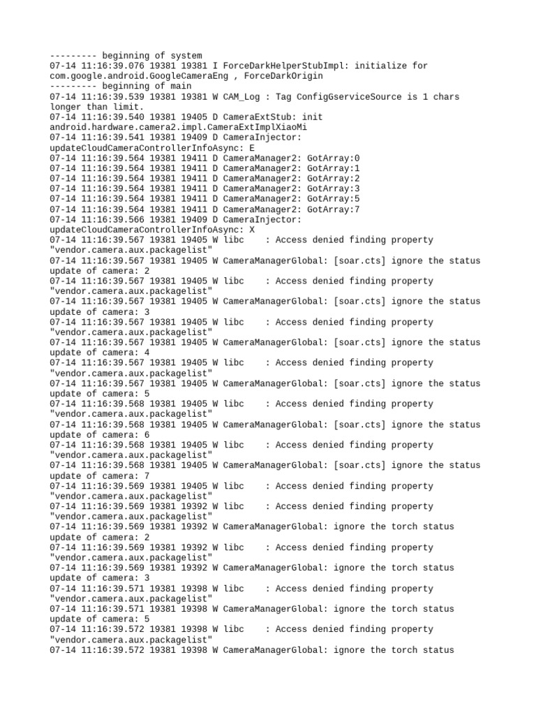 Camera Log and Configuration Details | PDF | System Software | Computing