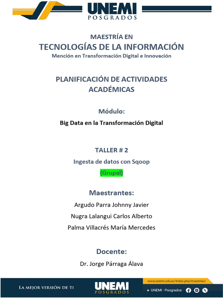 Tarea 03 Sqoop Desarrollado | PDF | Mi sql | Big Data