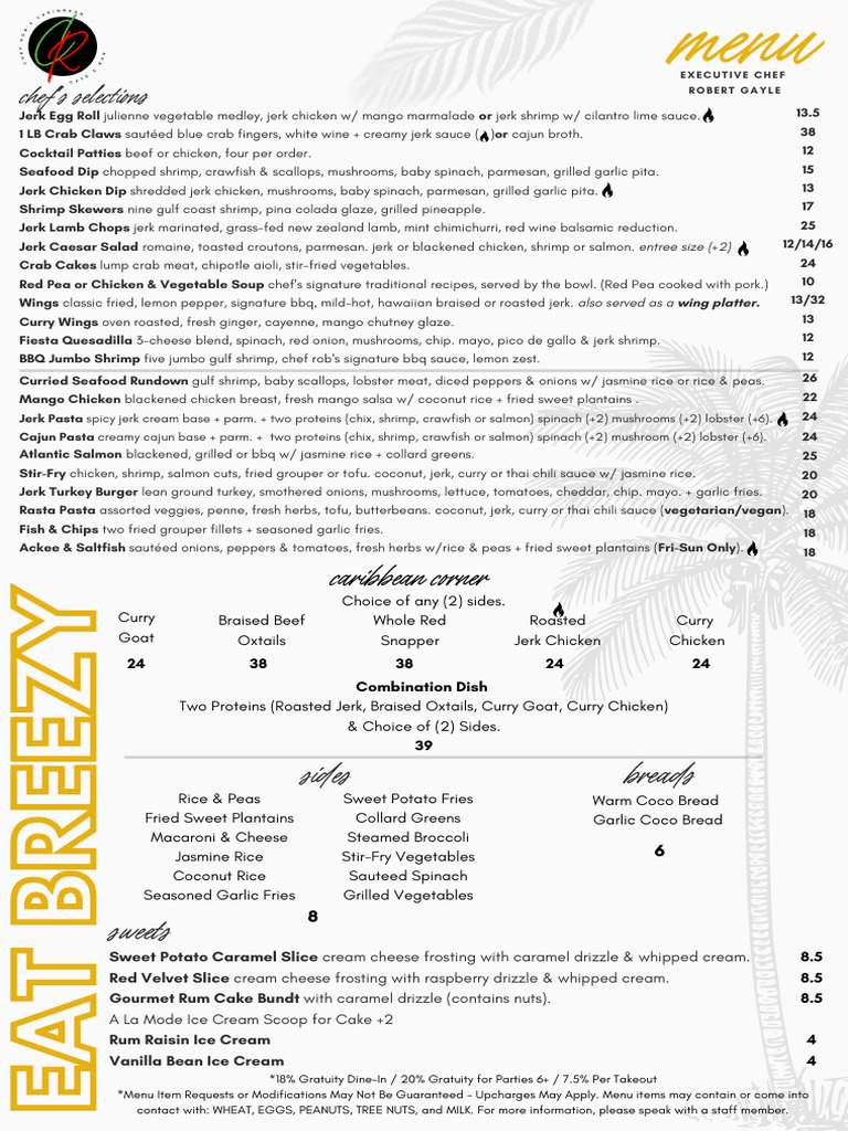 Caribbean Restaurant Menu Highlights | PDF | Curry | Cajun Cuisine