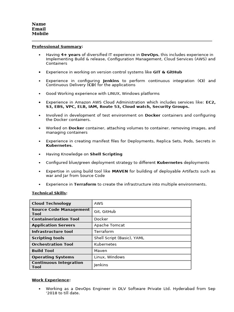 DevOps Engineer Resume with AWS Expertise | PDF | Computer Science ...