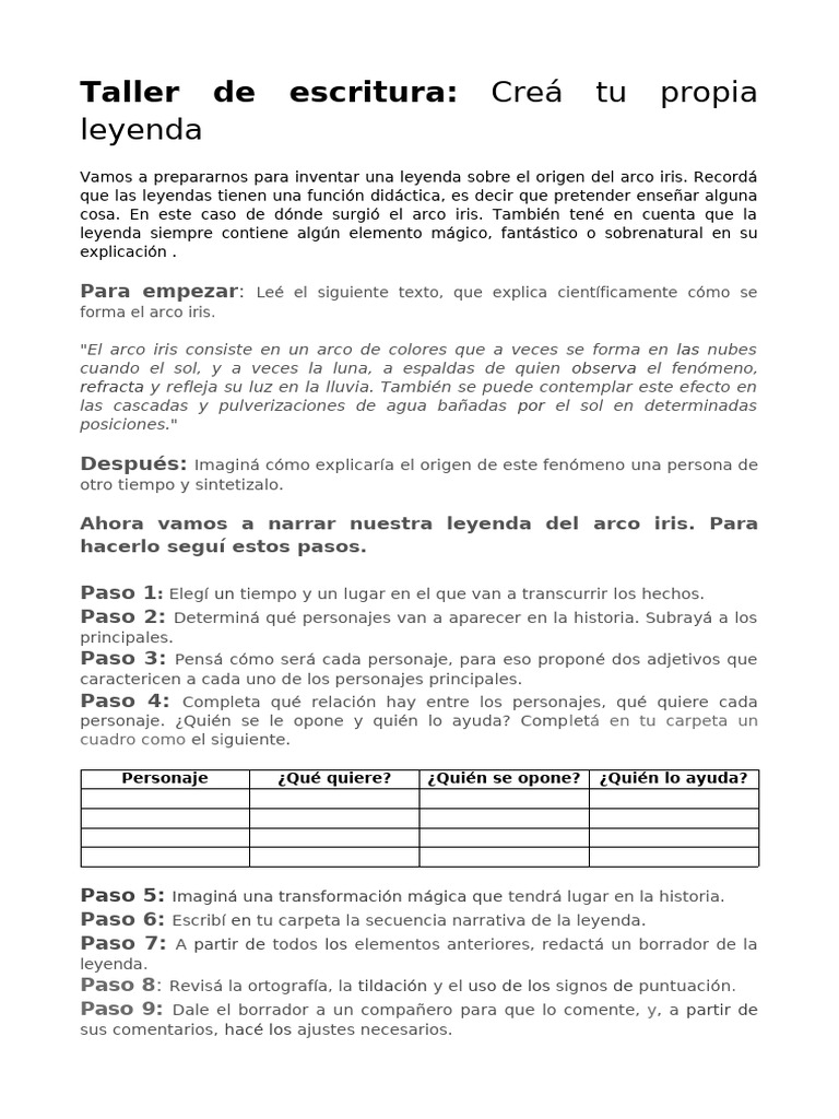 Crea tu leyenda del arco iris | PDF
