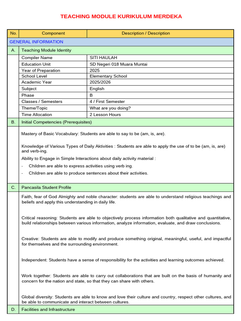 English Teaching Module for Grade 4 | PDF | Learning | Cognitive Science