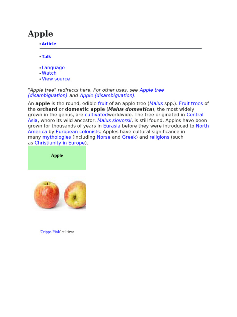 Apple Tree Taxonomy and Cultivars | PDF