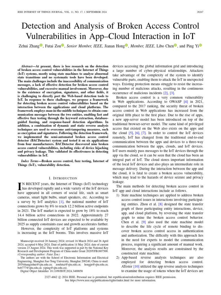 IoT Access Control Vulnerability Detection | PDF | Internet Of Things ...