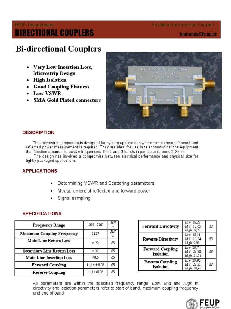 Bi-Directional Couplers Overview | PDF | Wireless | Electrical Engineering