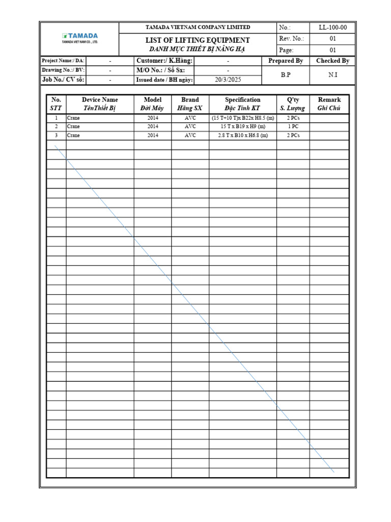 #8 - Lifting Equipment List | PDF