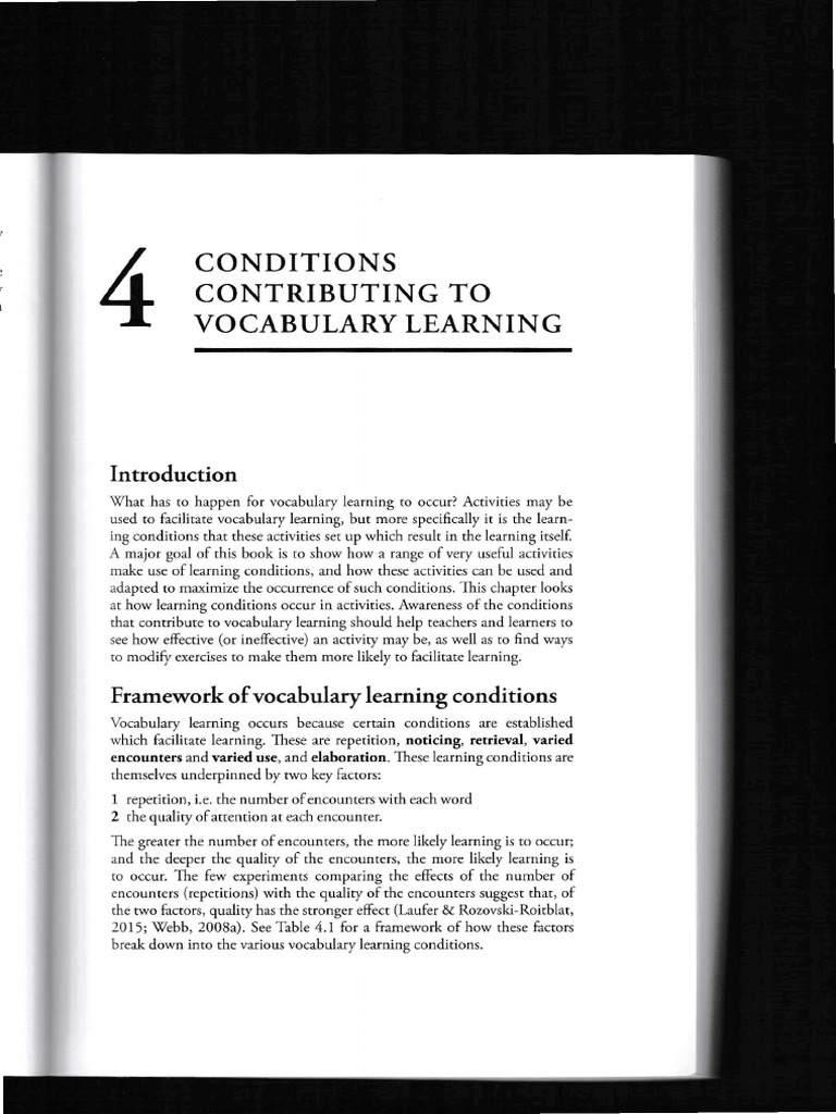 CH 4 - The Conditions That Contribute To Vocabulary Learning | PDF ...