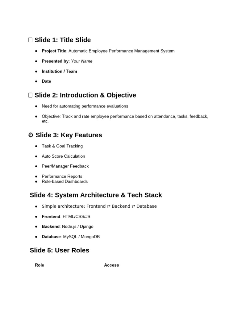 Automatic Employee Performance System | PDF