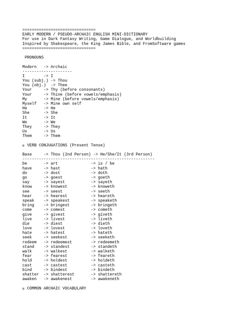 Archaic English Dictionary | PDF | Thou | Linguistic Morphology