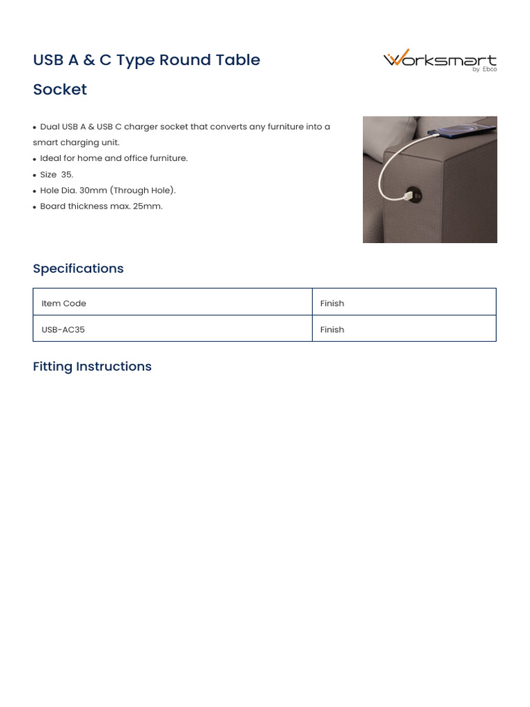 USB A & C Type Round Table Socket | PDF