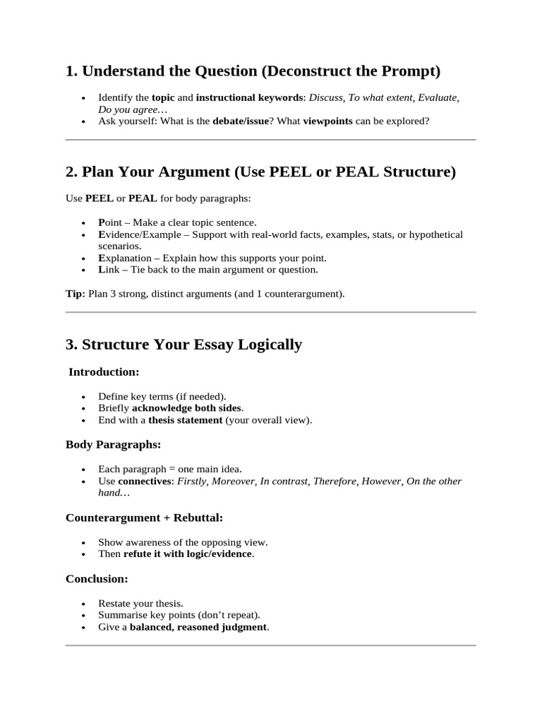 Essay Writing: Argument Structure Guide | PDF