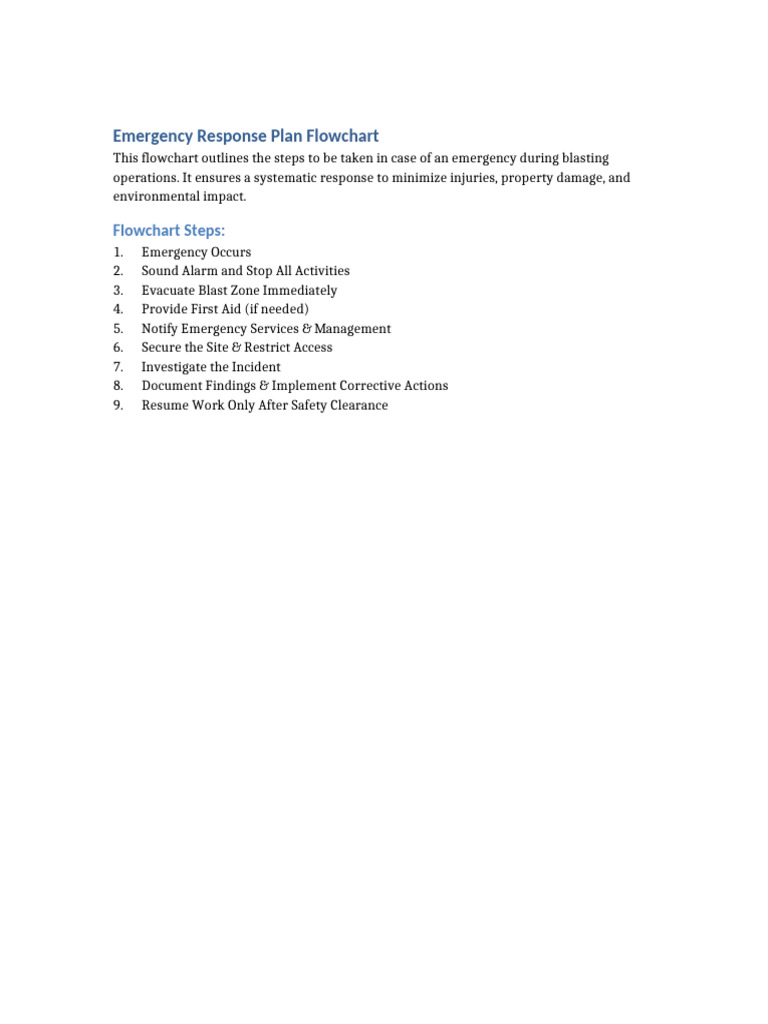 Emergency Response Flowchart for Blasting | PDF