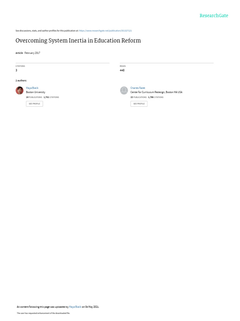 Inertia in Education CCR Final | PDF | Educational Assessment | Science