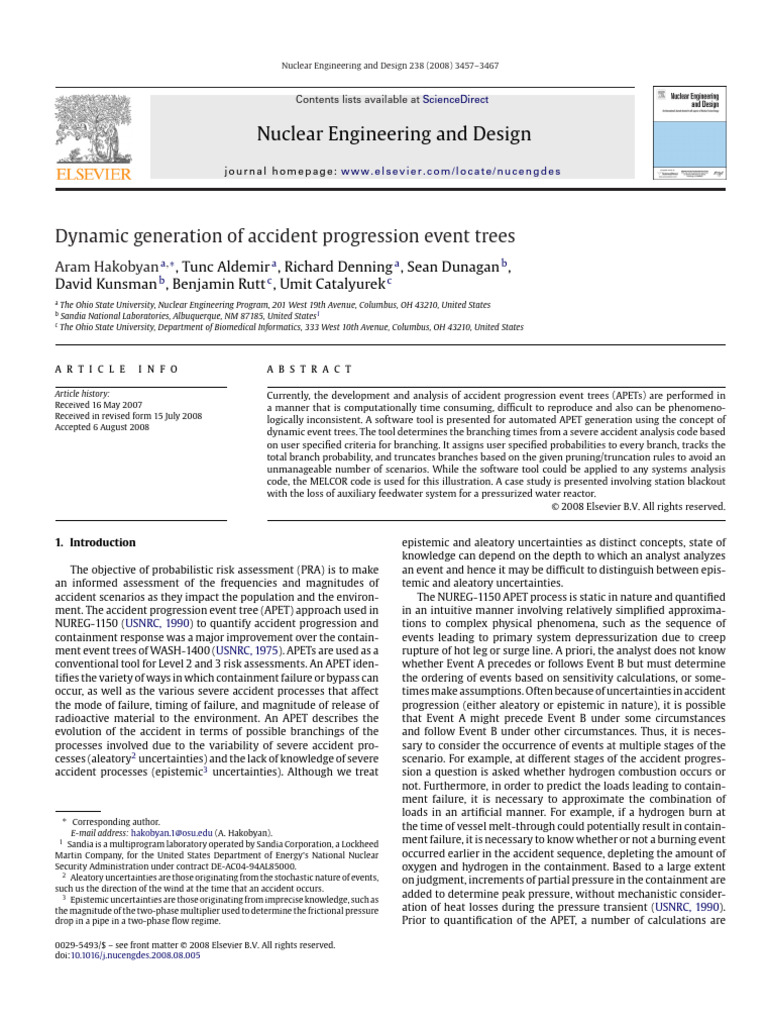 Dynamic Generation of Accident Progression Event Trees | PDF ...