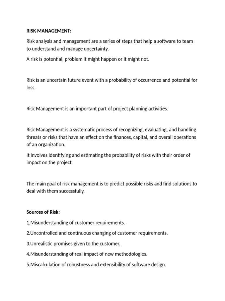 Effective Risk Management in Software Projects | PDF | Risk | Risk ...