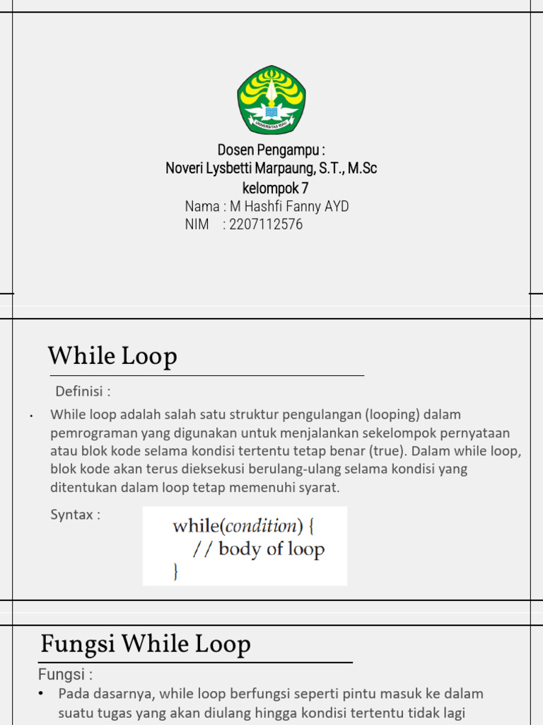 Panduan Lengkap While Loop dalam Pemrograman | PDF
