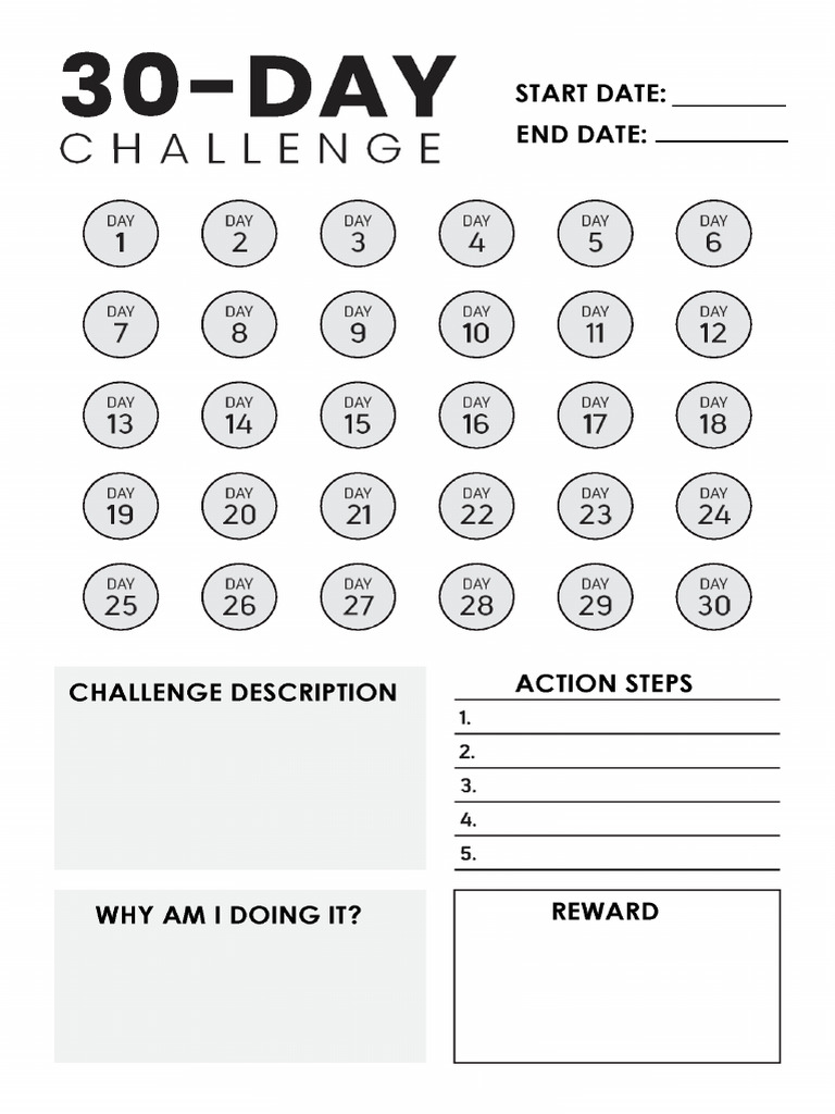 30 Day Challenge Tracker | PDF