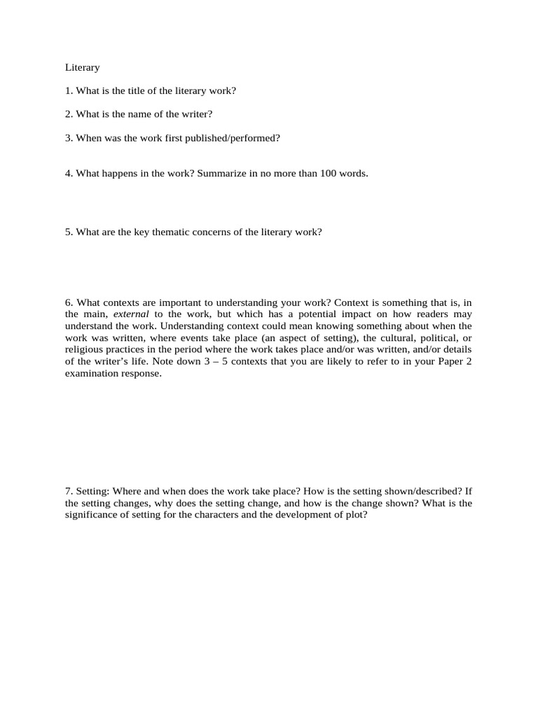 Analyzing Literary Works: Key Elements | PDF | Narrative | Plot (Narrative)