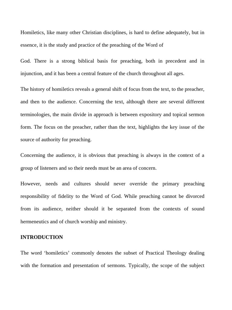 Understanding Homiletics in Preaching | PDF | Sermon | Homiletics