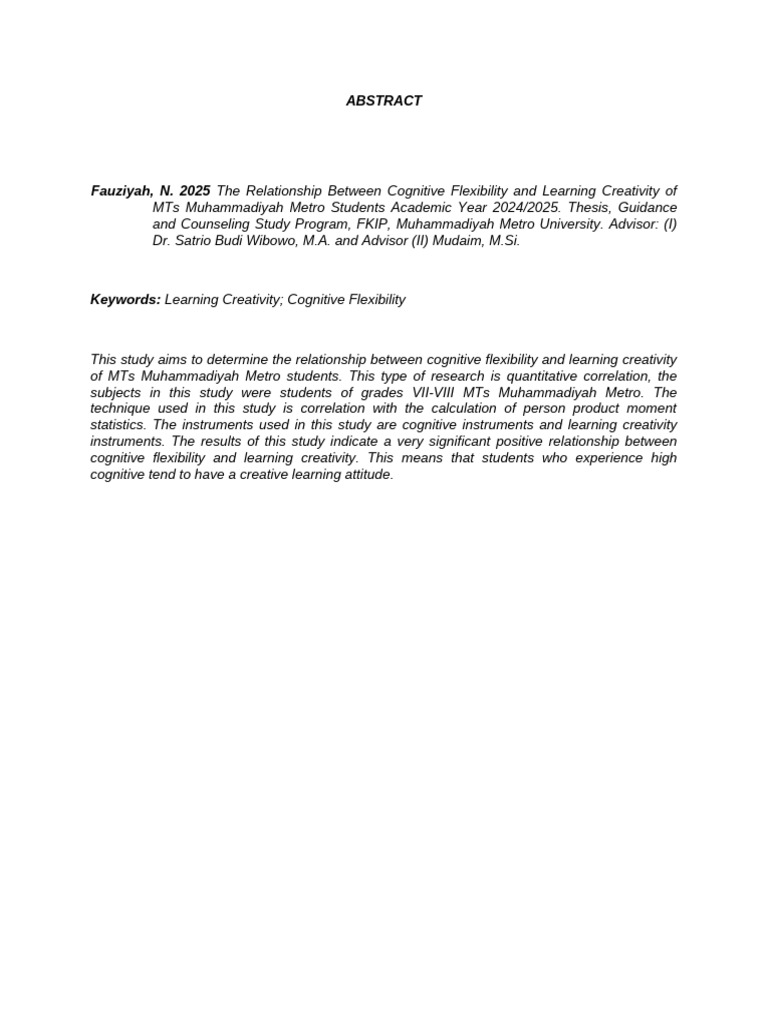 Cognitive Flexibility and Learning Creativity | PDF