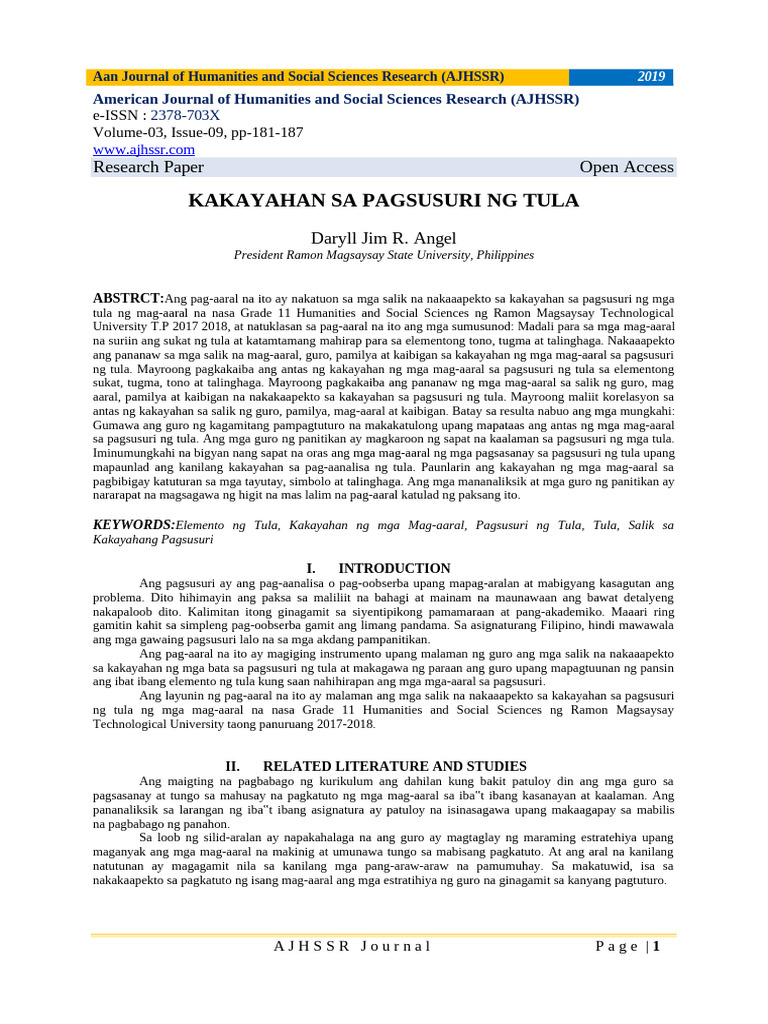 Ilide - Info Kakayahan Sa Pagsusuri NG Tula PR | PDF