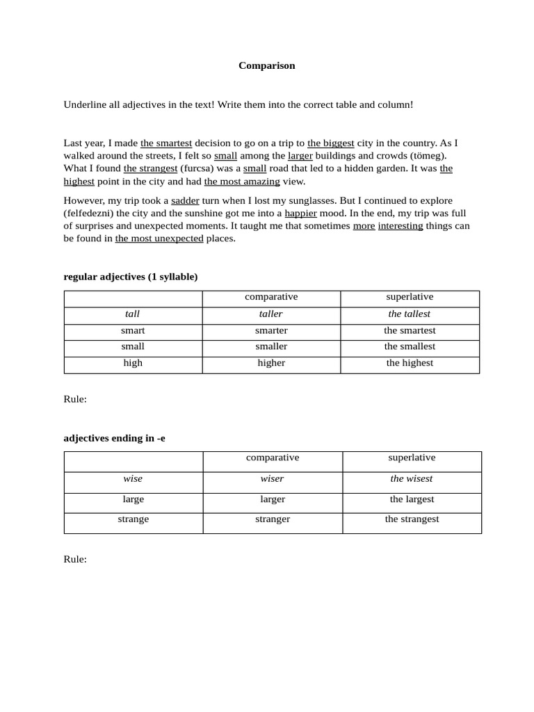 Adjective Comparison Guide | PDF | Linguistics | Languages