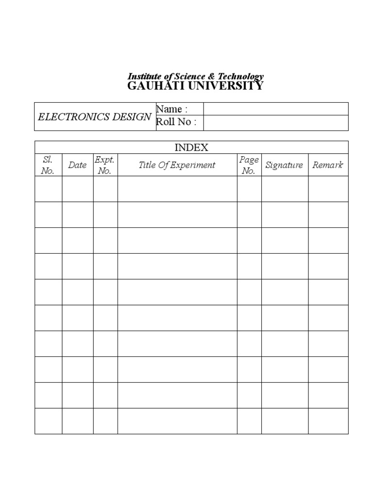 Electronics Design Practical Index | PDF