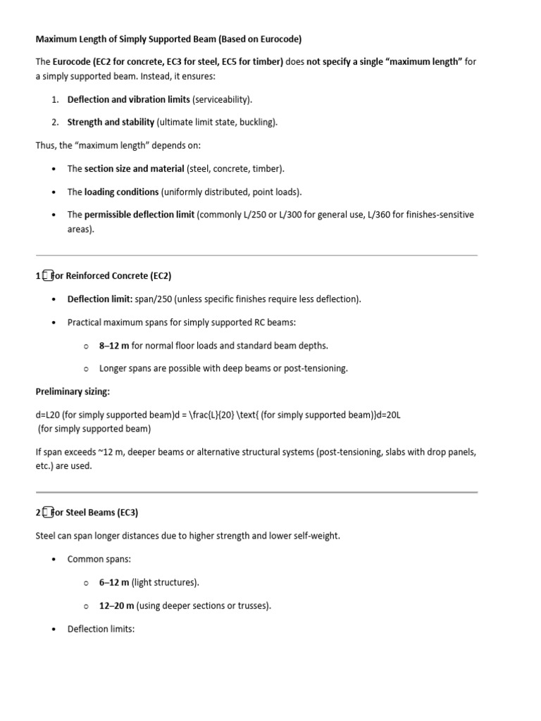 Maximum Beam Length Guidelines | PDF | Beam (Structure) | Foundation ...