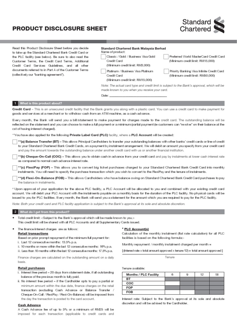 Standard Chartered Credit Card Guide | PDF | Finance & Money Management ...