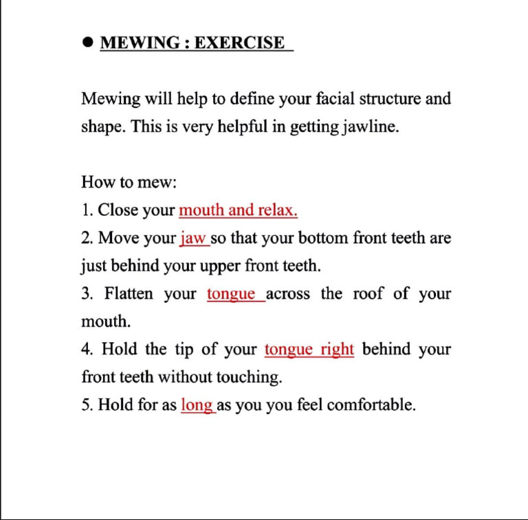 Mewing Techniques for Jawline Definition | PDF