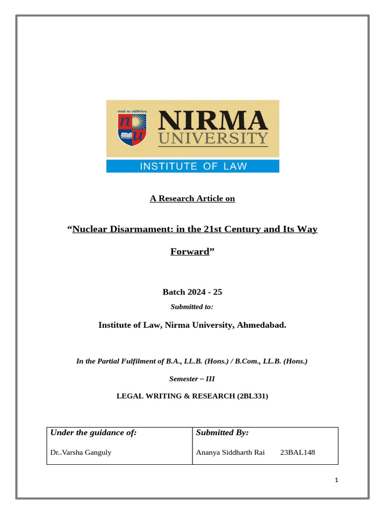 Nuclear Disarmament in the 21st Century | PDF | Nuclear Disarmament ...
