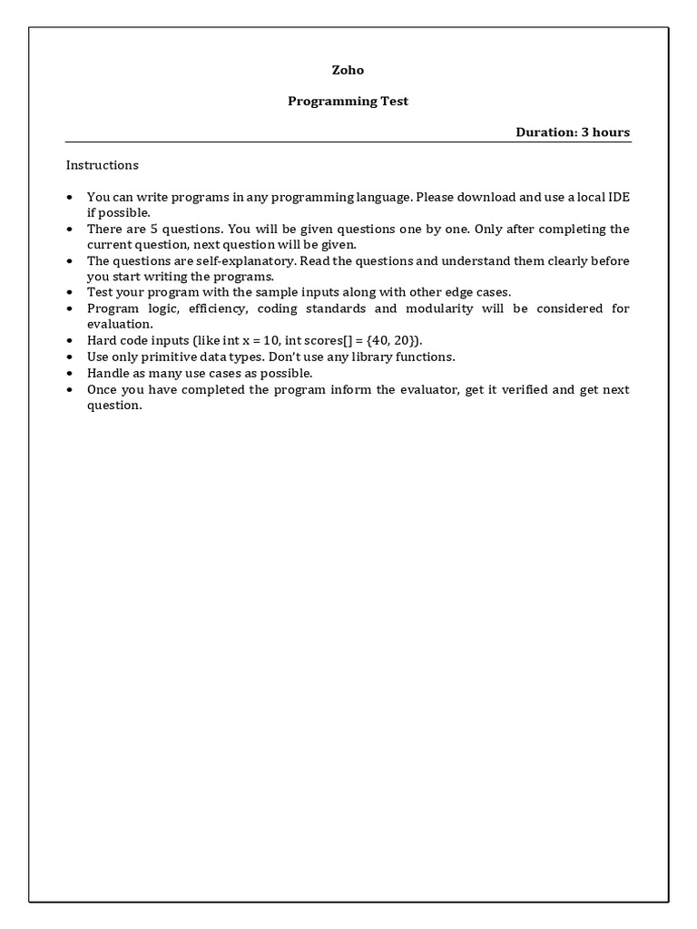 01 Zoho Easy | PDF | Integer (Computer Science) | Computer Programming