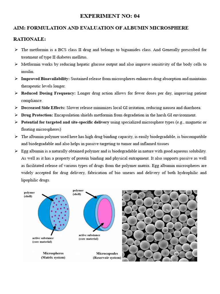 Albumin Microspheres for Drug Delivery | PDF | Biopolymer ...