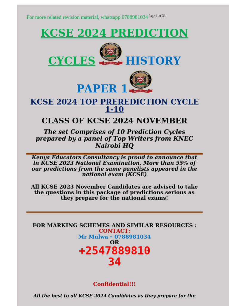 2024 - Hist PP1 Top Prediction Master Cycles | PDF | Kenya | East Africa