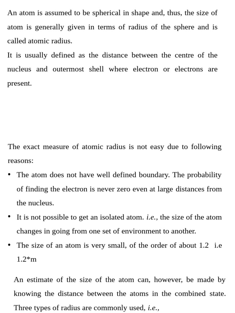 Atomic Radius and Periodicity in Elements | PDF | Chemical Bond | Ionic ...