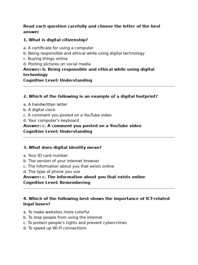 Digital Citizenship Awareness for Grade 7 | PDF | Cyberbullying | Privacy